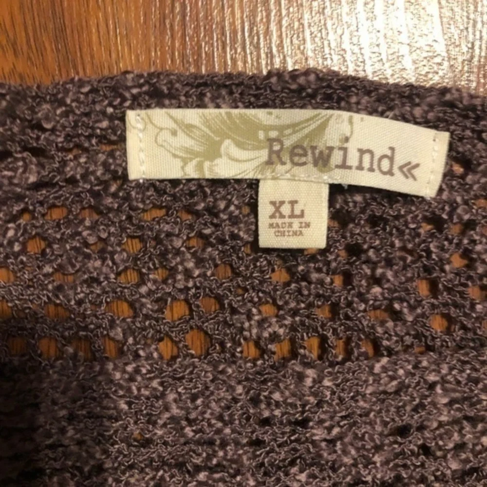 Rewind Sweater Xl Womens Purple‎ Open Knit Lace Up Long Sleeve Acrylic A12